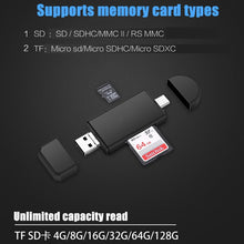 Load image into Gallery viewer, Type C & micro USB & USB 3 In 1 OTG Card Reader  High-speed USB2.0 Universal OTG TF/SD for Android Computer Extension Headers
