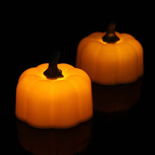 Load image into Gallery viewer, 12Pcs 3D Pumpkin Battery Operated LED Electric Candle Light Flameless Tealights Flickering Halloween Festival Party Decoration