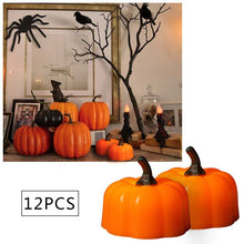 Load image into Gallery viewer, 12Pcs 3D Pumpkin Battery Operated LED Electric Candle Light Flameless Tealights Flickering Halloween Festival Party Decoration