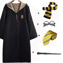 Load image into Gallery viewer, Halloween  Cosplay Costume Kids Adult Gryffindor Robe Ravenclaw Hufflepuff Slytherin Cloak Robe Tie Scarf Wand