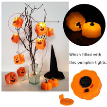 Load image into Gallery viewer, 12Pcs 3D Pumpkin Battery Operated LED Electric Candle Light Flameless Tealights Flickering Halloween Festival Party Decoration