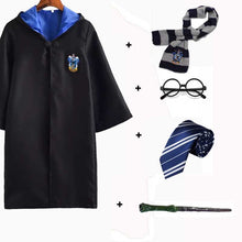 Load image into Gallery viewer, Halloween  Cosplay Costume Kids Adult Gryffindor Robe Ravenclaw Hufflepuff Slytherin Cloak Robe Tie Scarf Wand