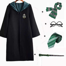 Load image into Gallery viewer, Halloween  Cosplay Costume Kids Adult Gryffindor Robe Ravenclaw Hufflepuff Slytherin Cloak Robe Tie Scarf Wand